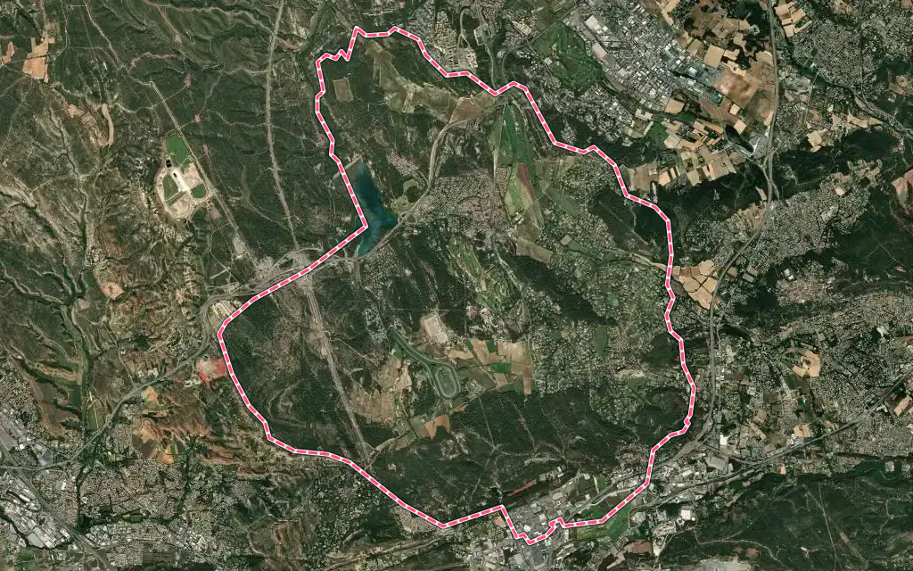 Vue satellite de Cabriès avec ses contours administratifs