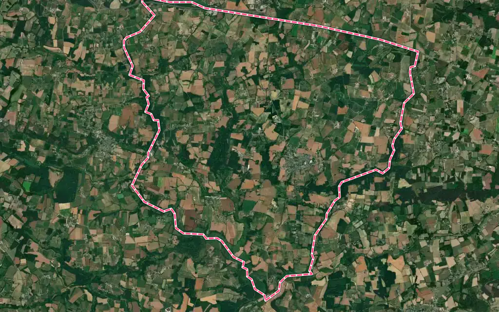 Vue satellite de Caden avec ses contours administratifs
