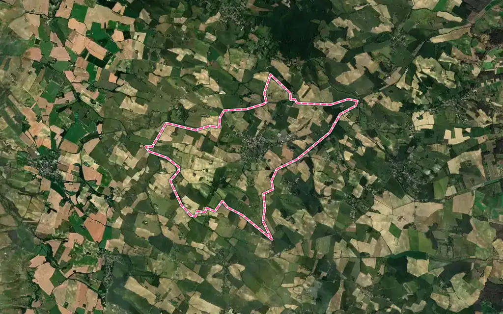 Vue satellite de Cadours avec ses contours administratifs