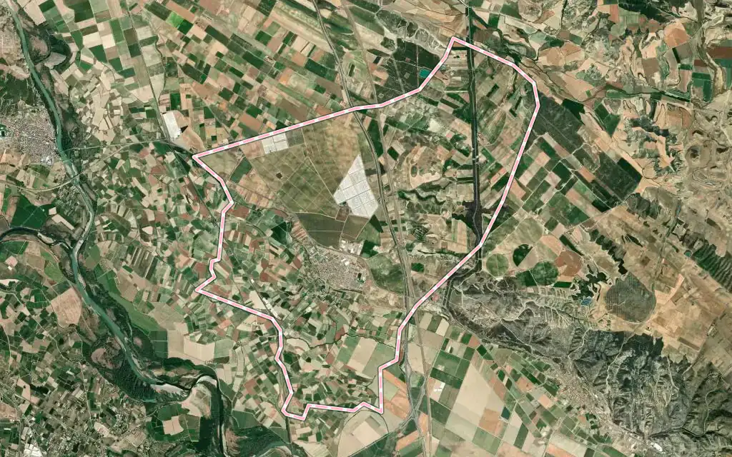 Vista satélite de Cadreita con su contorno administrativo