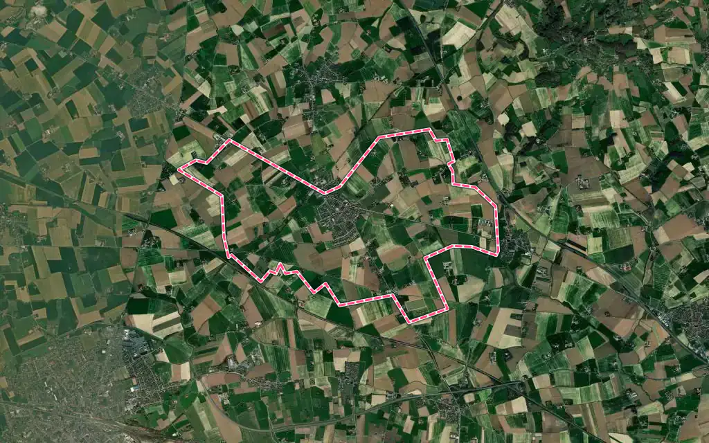 Vue satellite de Caëstre avec ses contours administratifs