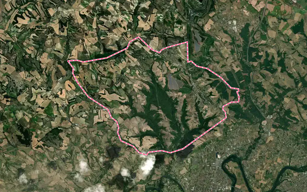Vue satellite de Cagnac-les-Mines avec ses contours administratifs