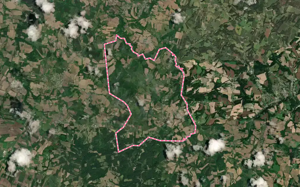 Vue satellite de Cagnotte avec ses contours administratifs