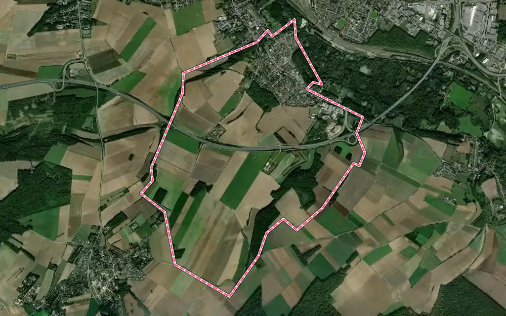 Vue satellite de Cagny avec ses contours administratifs