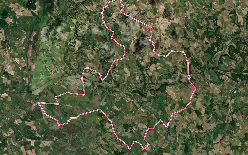 Vue satellite de Cahuzac-sur-Vère avec ses contours administratifs