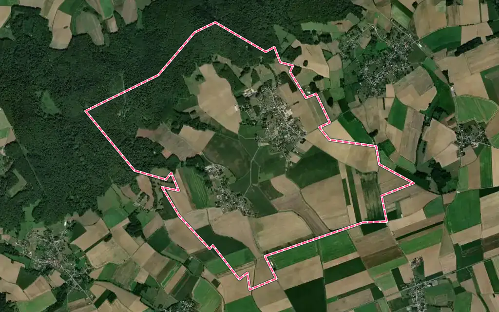 Vue satellite de Caillouël-Crépigny avec ses contours administratifs