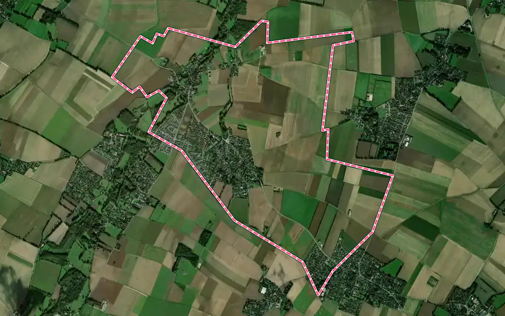 Vue satellite de Cairon avec ses contours administratifs
