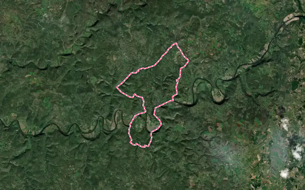 Vue satellite de Cajarc avec ses contours administratifs