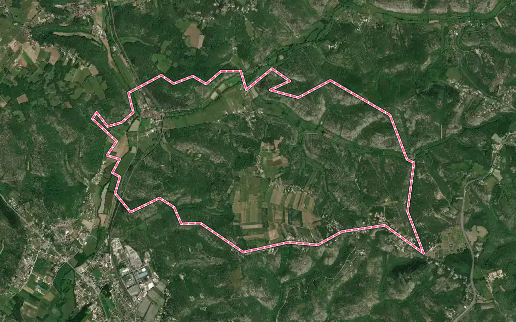 Vue satellite de Calamane avec ses contours administratifs