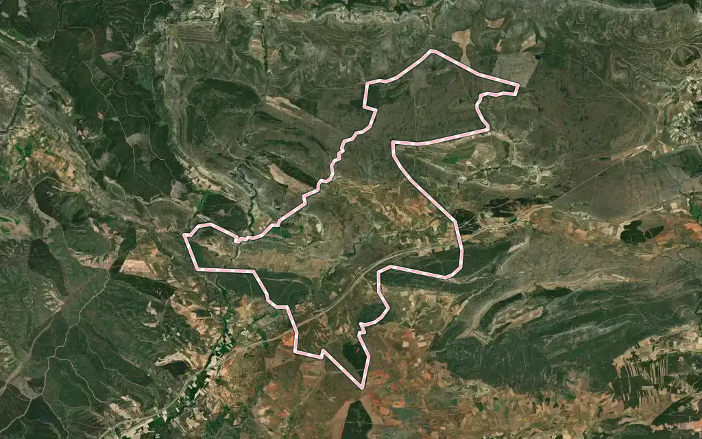 Vista satélite de Calatañazor con su contorno administrativo