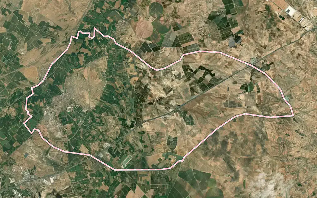Vista satélite de Calatorao con su contorno administrativo