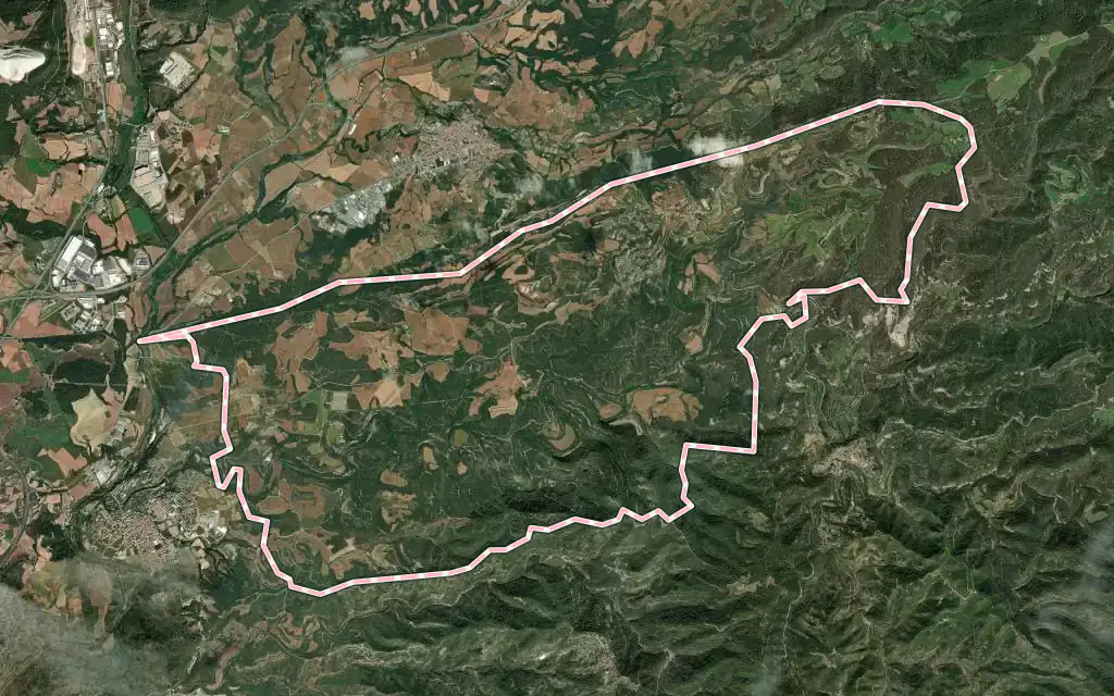 Vista satélite de Calders con su contorno administrativo