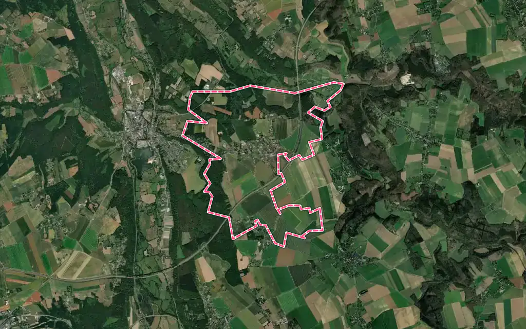 Vue satellite de Calleville avec ses contours administratifs