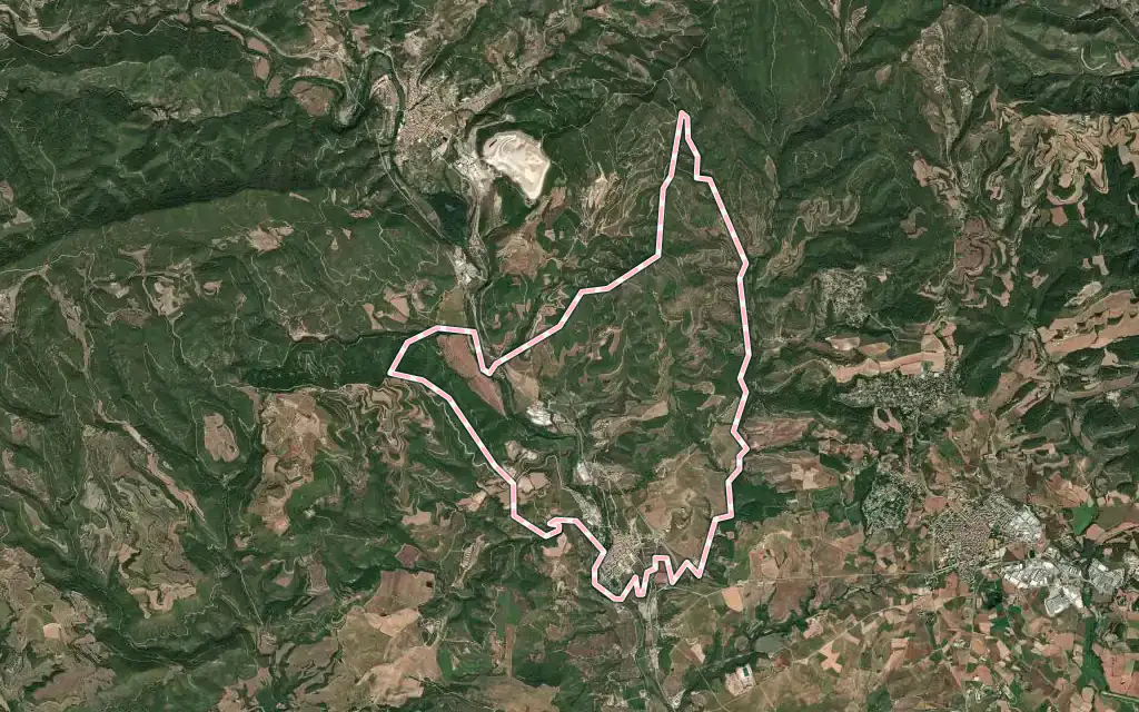 Vista satélite de Callús con su contorno administrativo
