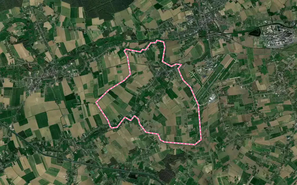 Vue satellite de Calonne-sur-la-Lys avec ses contours administratifs