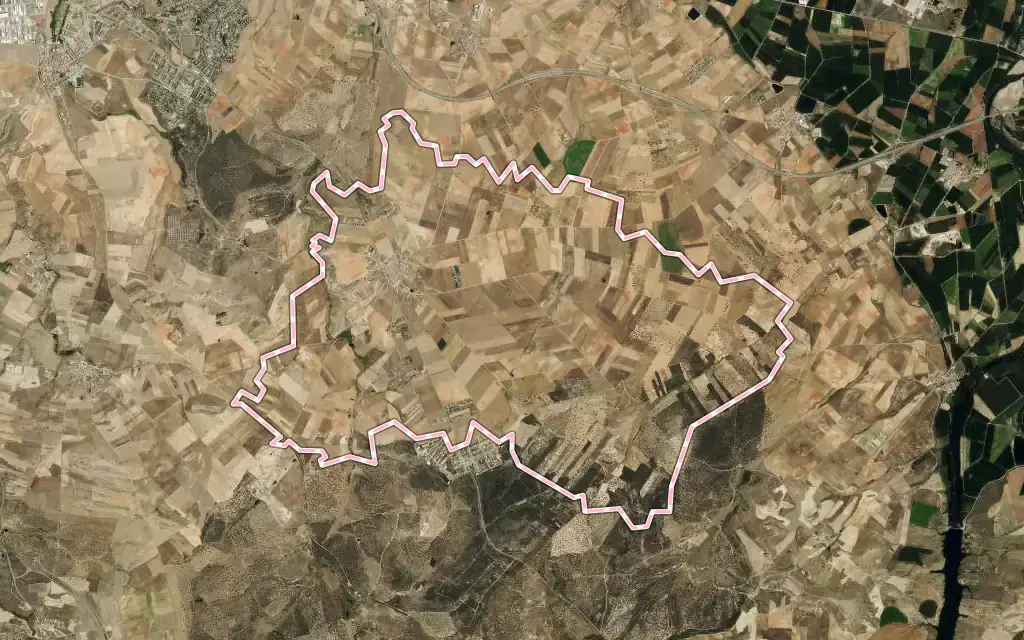 Vista satélite de Calvarrasa de Arriba con su contorno administrativo