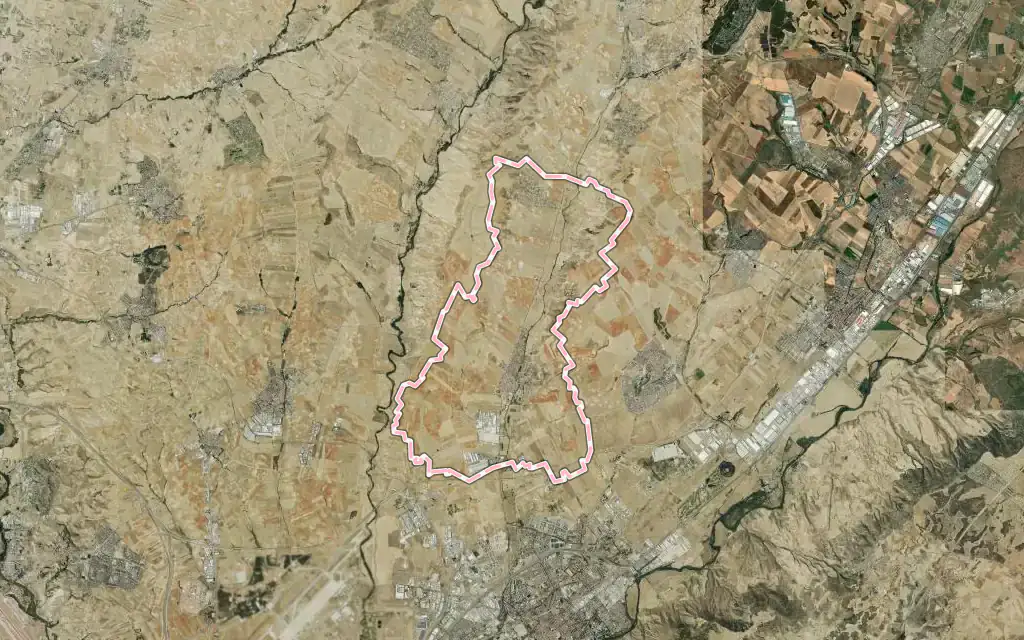 Vista satélite de Camarma de Esteruelas con su contorno administrativo