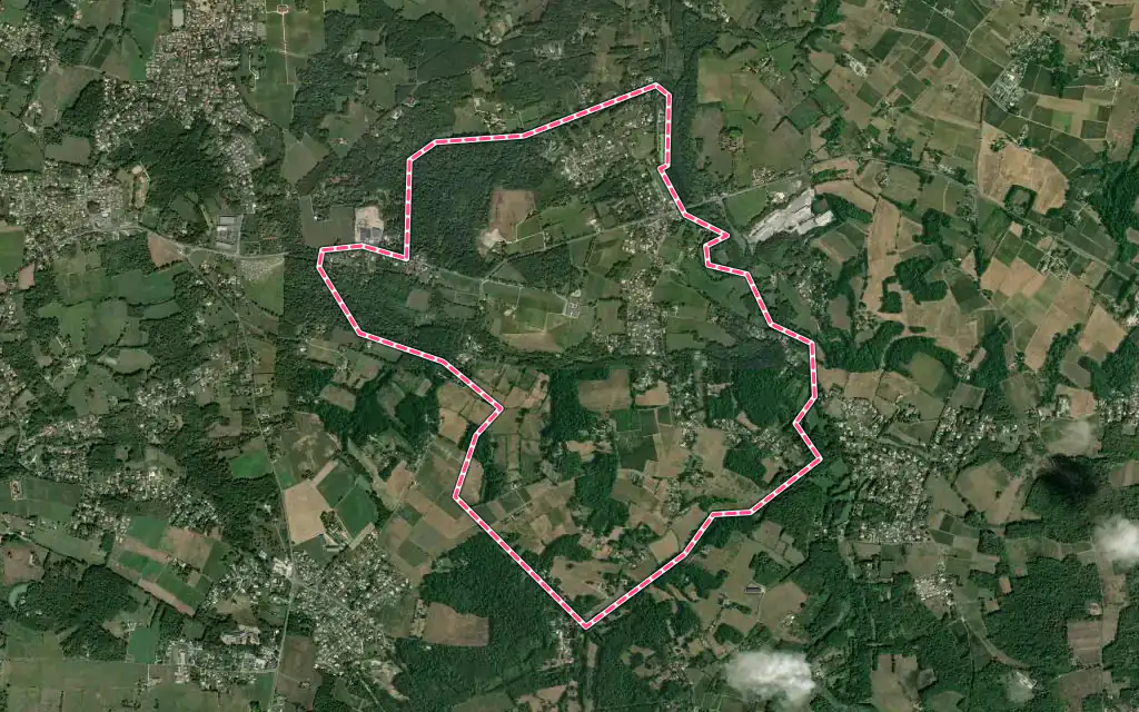 Vue satellite de Camarsac avec ses contours administratifs