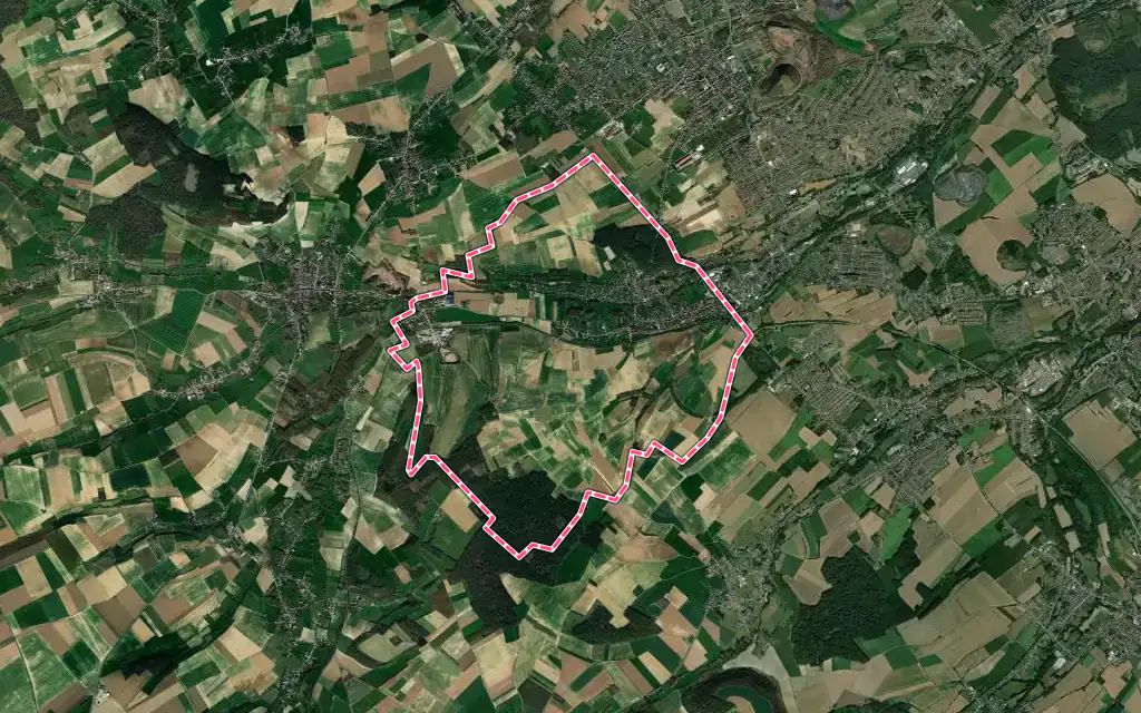 Vue satellite de Camblain-Châtelain avec ses contours administratifs