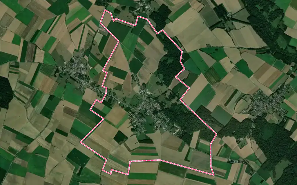 Vue satellite de Camblain-l'Abbé avec ses contours administratifs