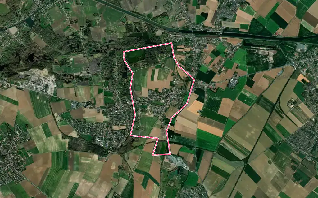 Vue satellite de Cambrin avec ses contours administratifs