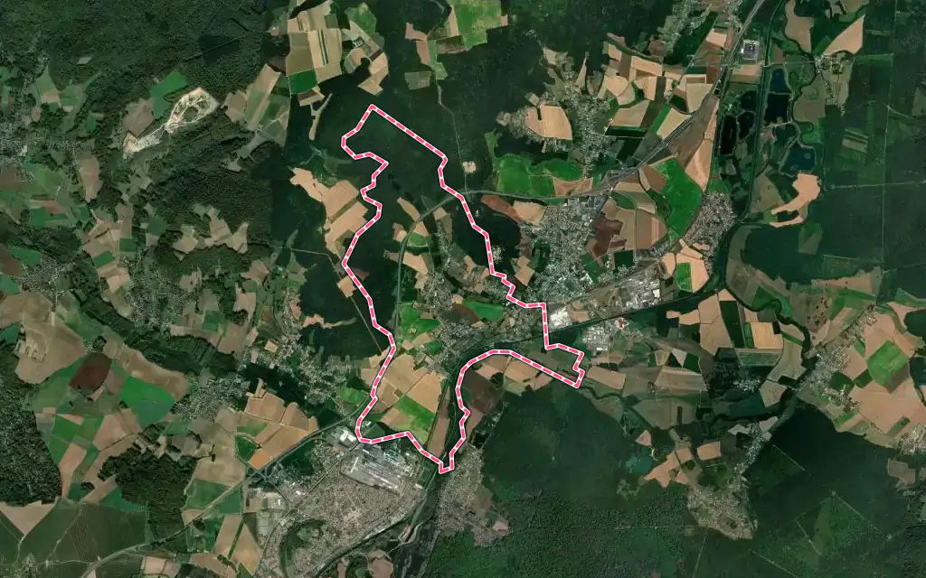 Vue satellite de Cambronne-lès-Ribécourt avec ses contours administratifs