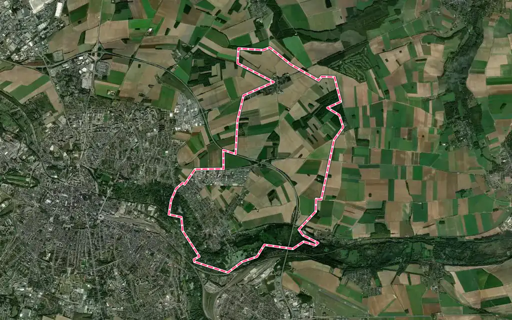 Vue satellite de Camon avec ses contours administratifs