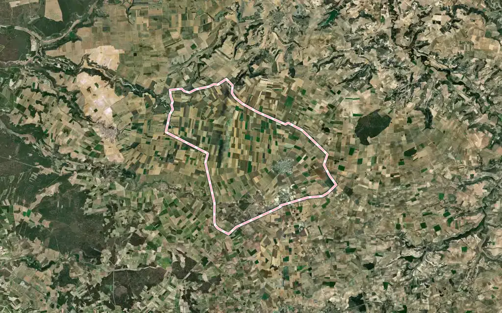 Vista satélite de Campaspero con su contorno administrativo