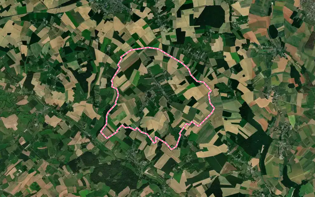 Vue satellite de Campeaux avec ses contours administratifs