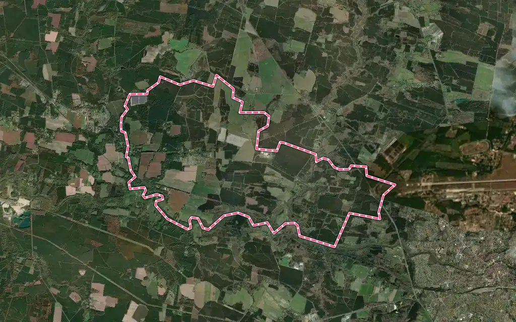 Vue satellite de Campet-et-Lamolère avec ses contours administratifs
