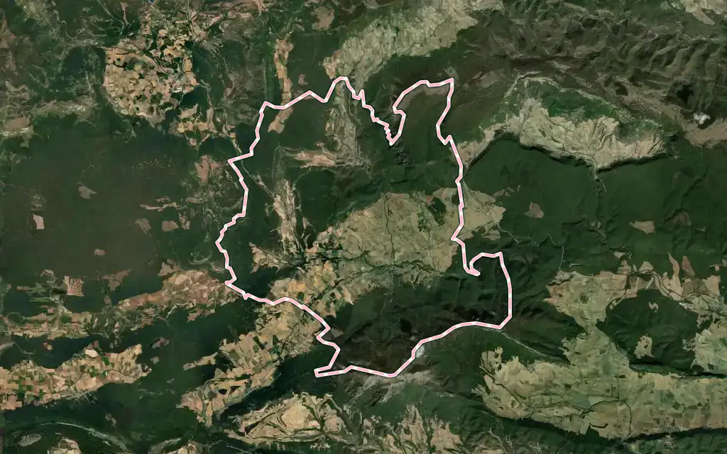 Vista satélite de Campezo / Kanpezu con su contorno administrativo