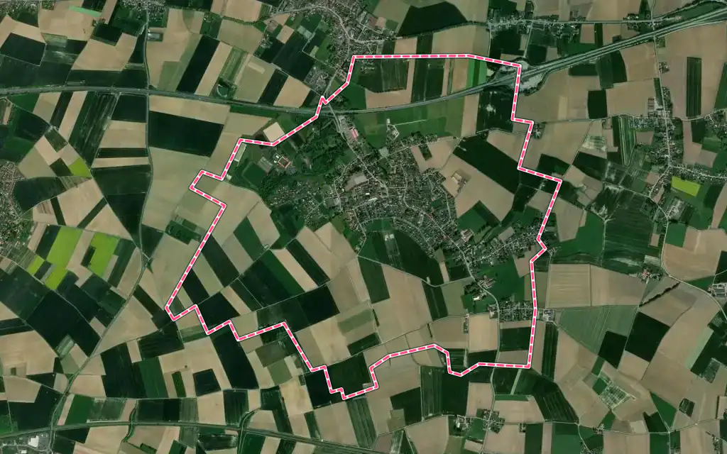 Vue satellite de Camphin-en-Pévèle avec ses contours administratifs