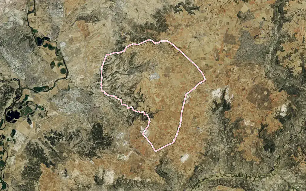 Vista satélite de Campo Real con su contorno administrativo