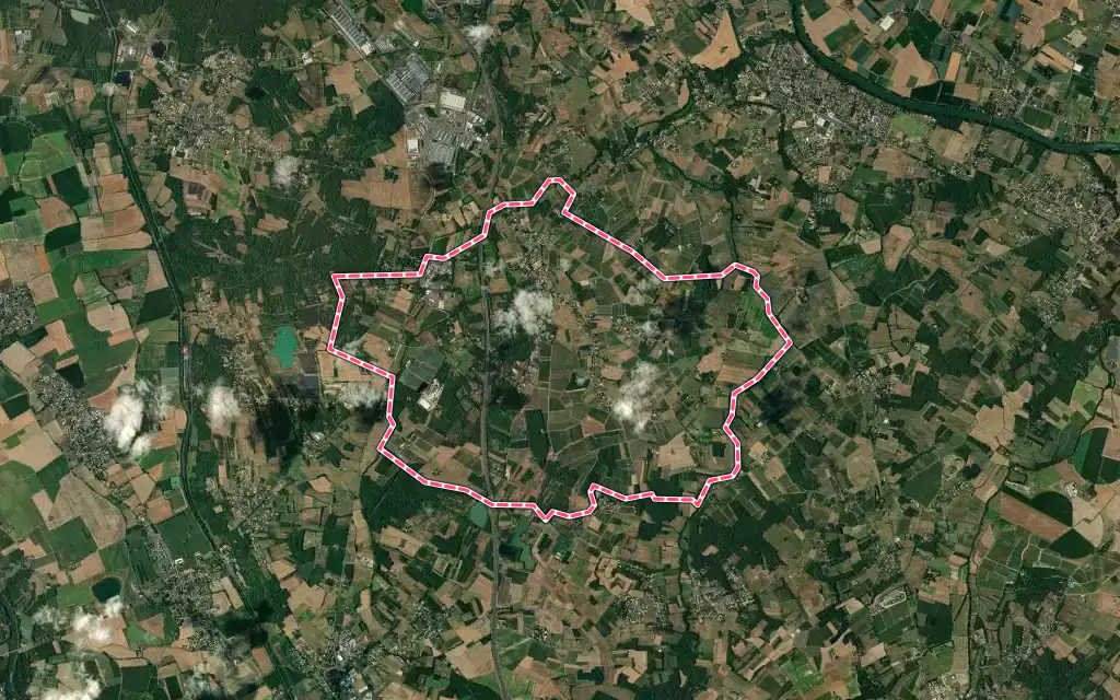 Vue satellite de Campsas avec ses contours administratifs