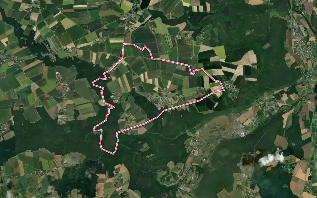 Vue satellite de Canappeville avec ses contours administratifs