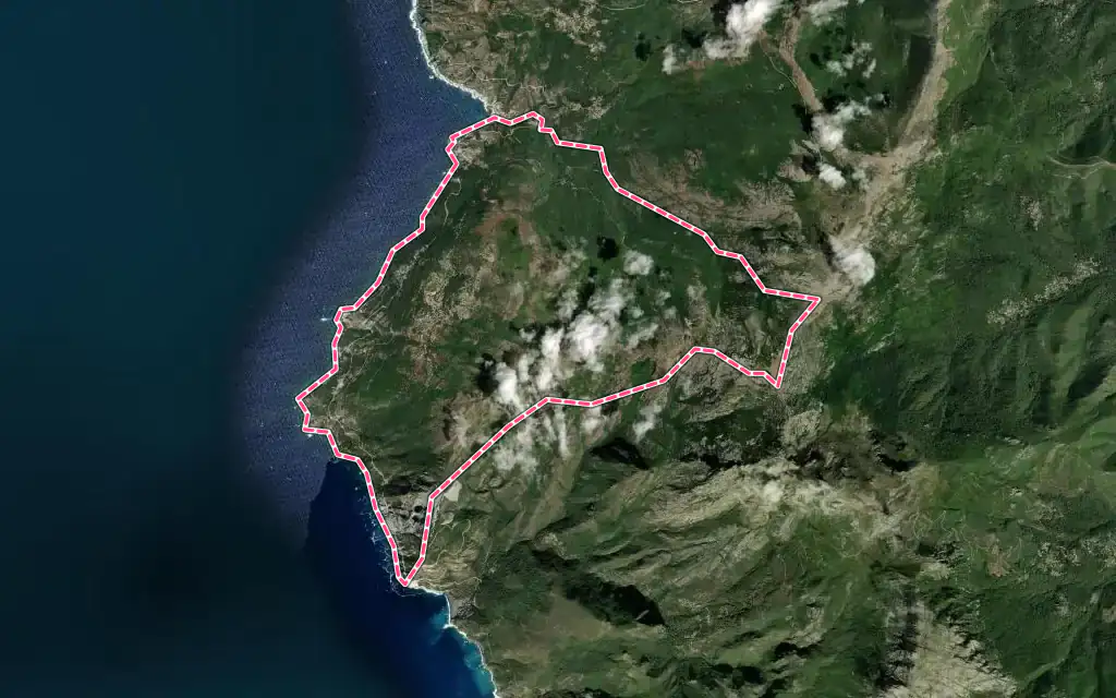 Vue satellite de Canari avec ses contours administratifs