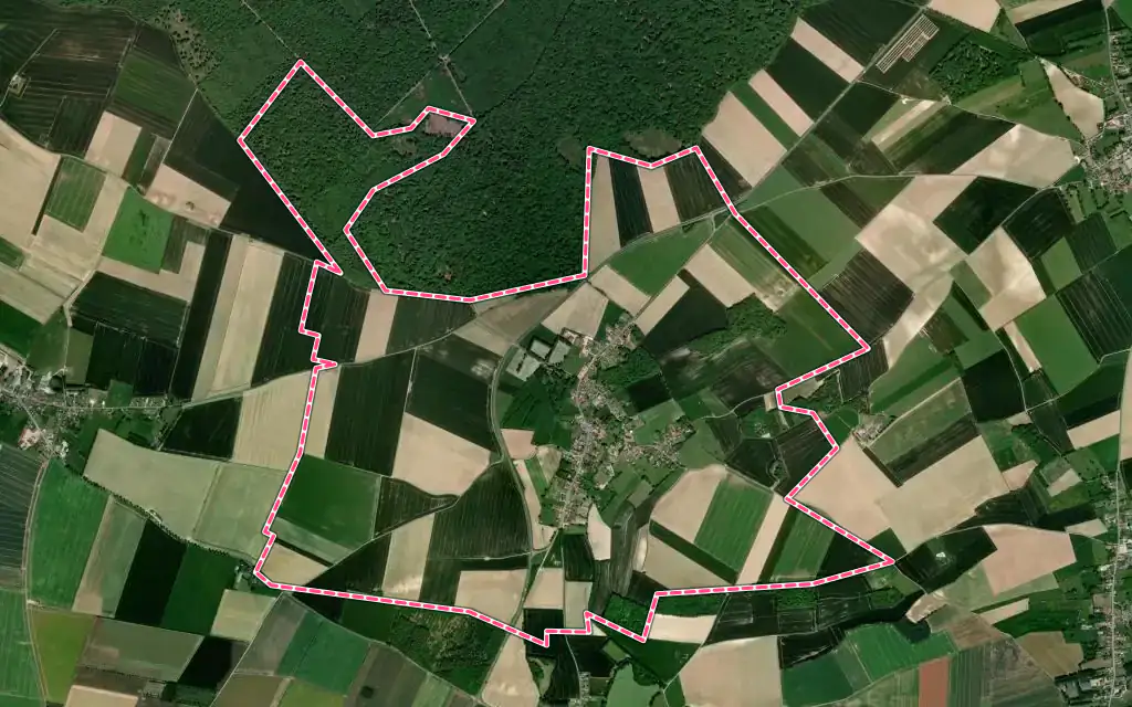 Vue satellite de Canchy avec ses contours administratifs
