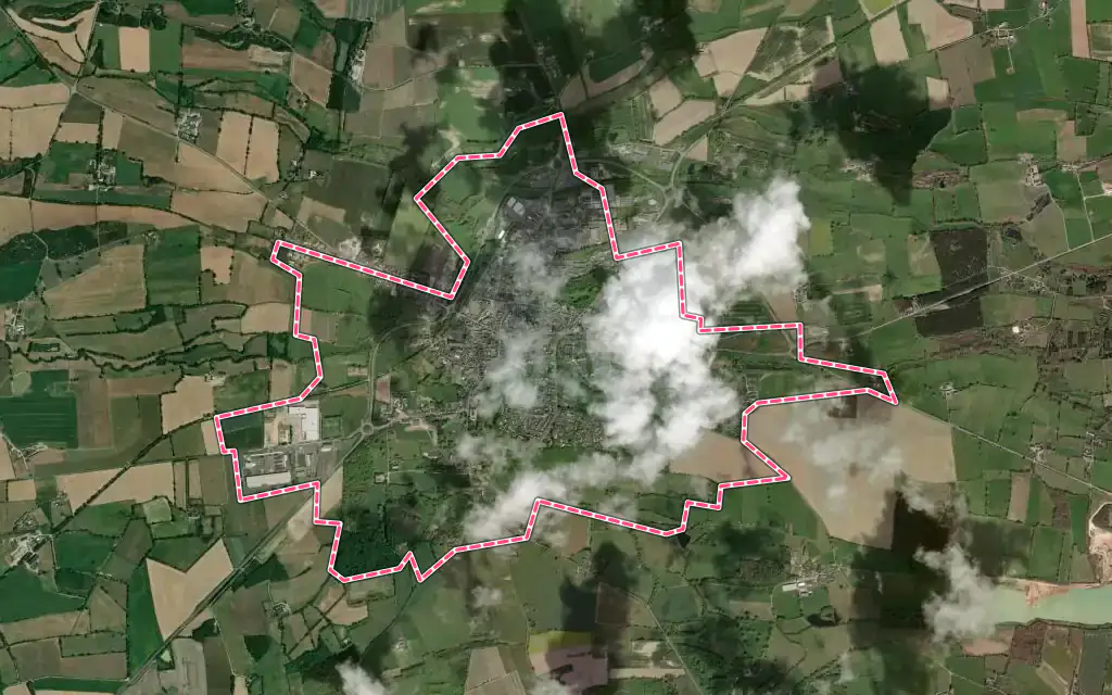 Vue satellite de Candé avec ses contours administratifs