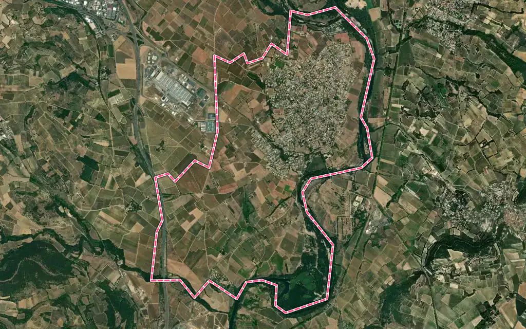 Vue satellite de Canet avec ses contours administratifs