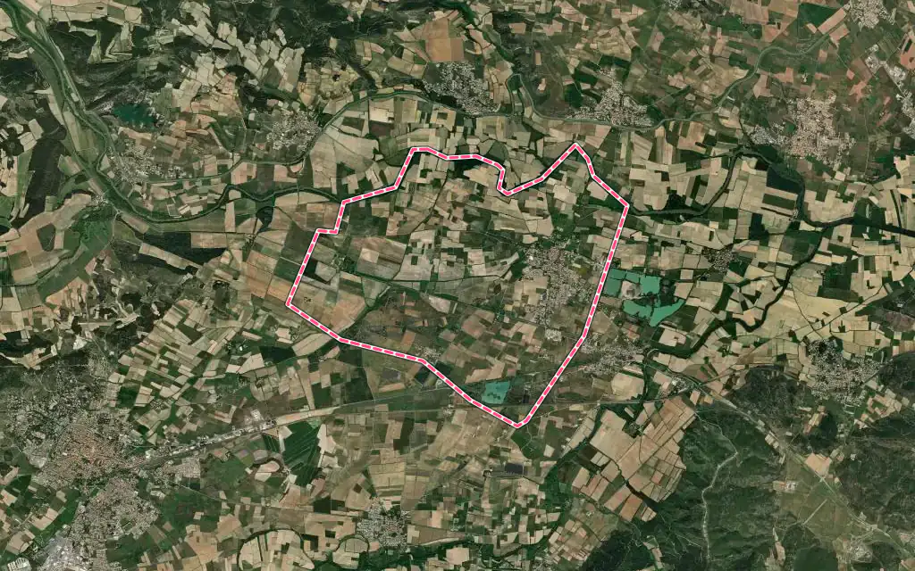Vue satellite de Canet avec ses contours administratifs