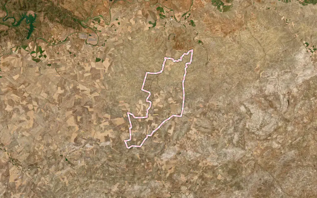 Vista satélite de Cañete de las Torres con su contorno administrativo