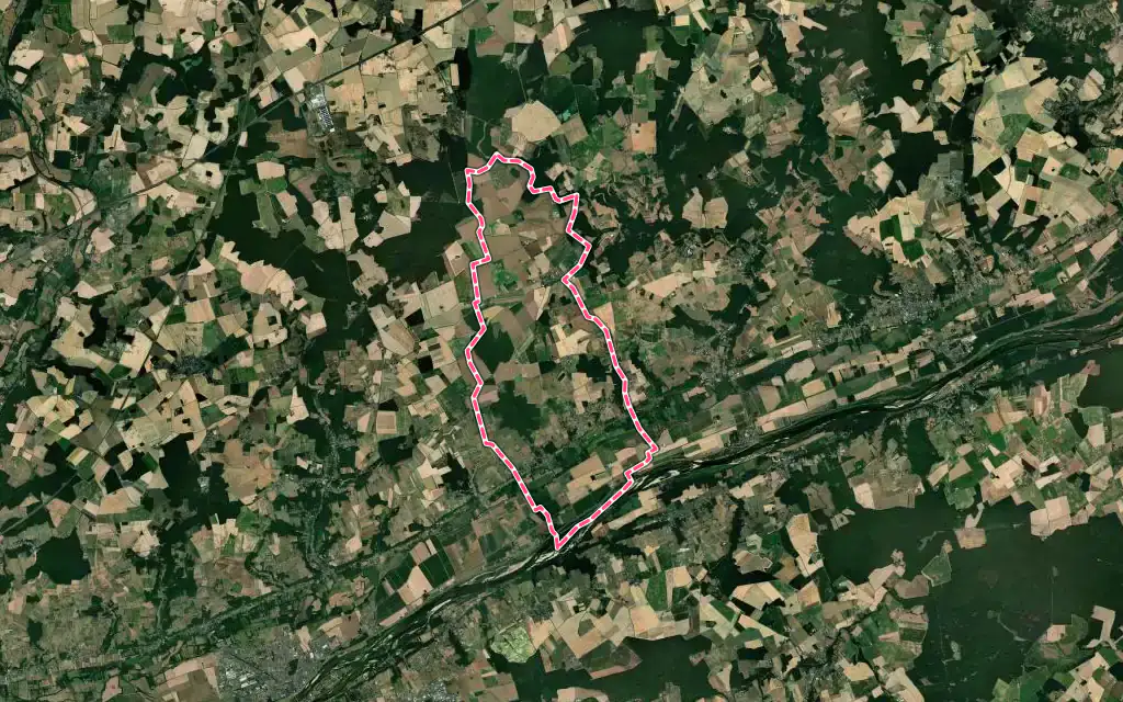 Vue satellite de Cangey avec ses contours administratifs