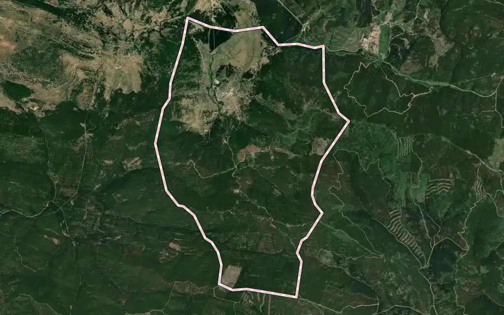Vista satélite de Canicosa de la Sierra con su contorno administrativo