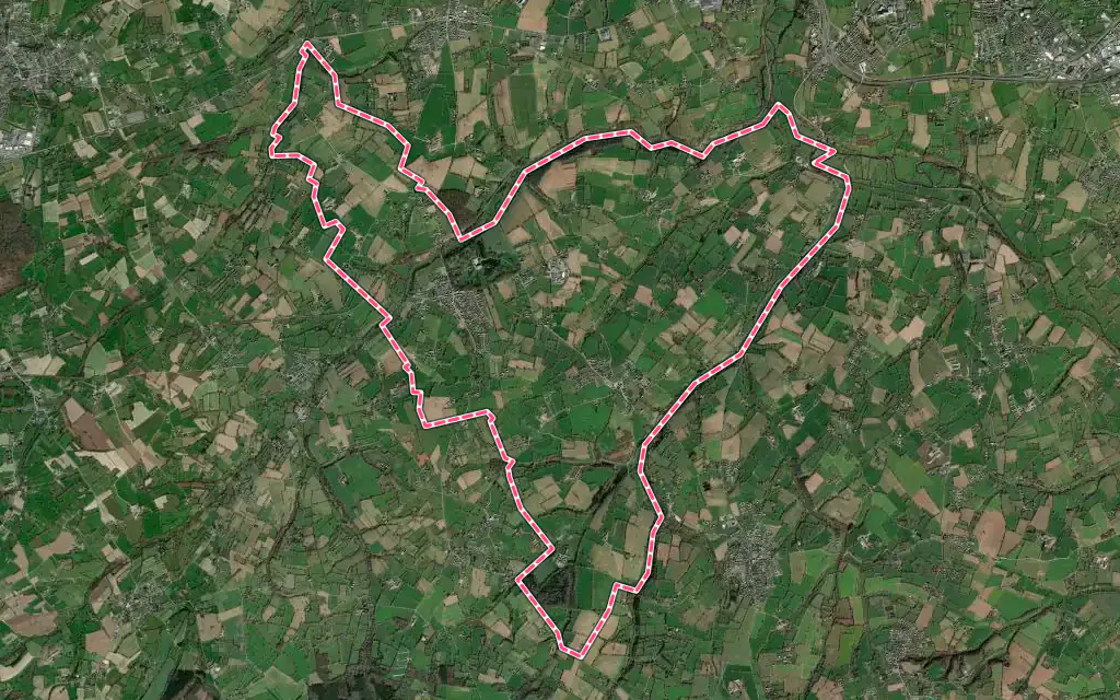 Vue satellite de Canisy avec ses contours administratifs