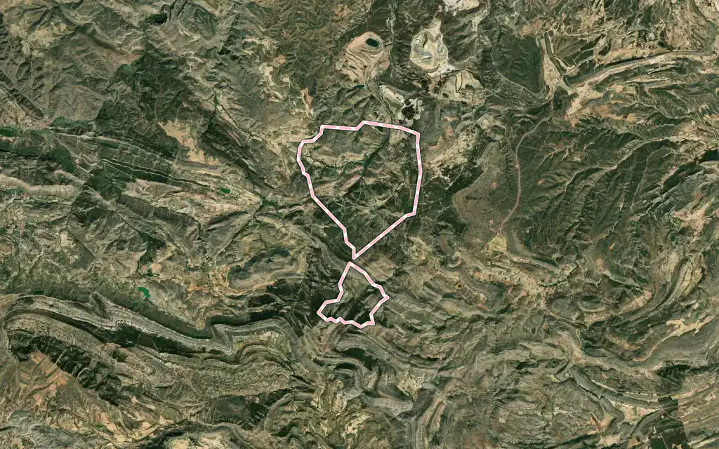 Vista satélite de Cañizar del Olivar con su contorno administrativo