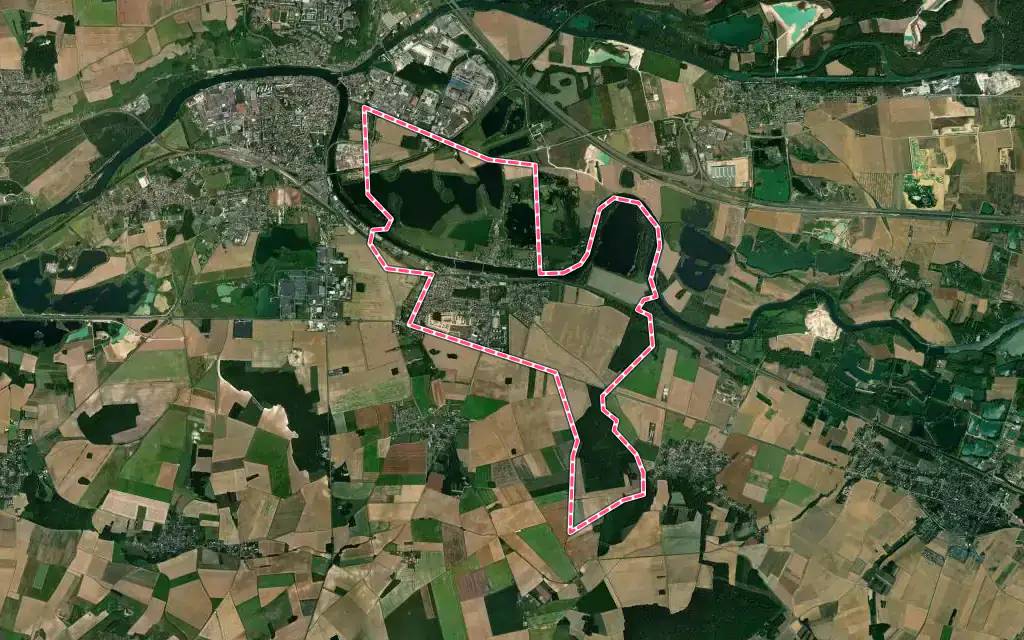 Vue satellite de Cannes-Écluse avec ses contours administratifs