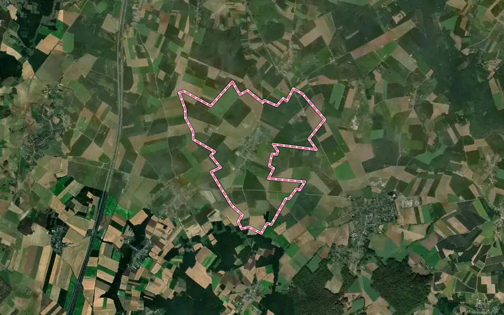 Vue satellite de Canny-sur-Matz avec ses contours administratifs