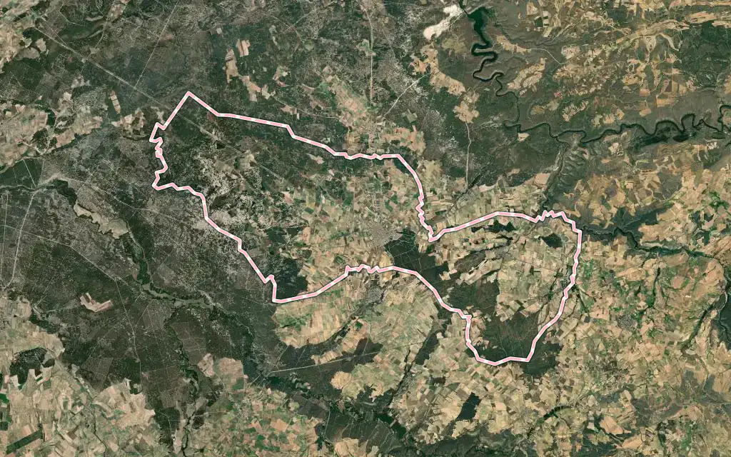 Vista satélite de Cantalejo con su contorno administrativo