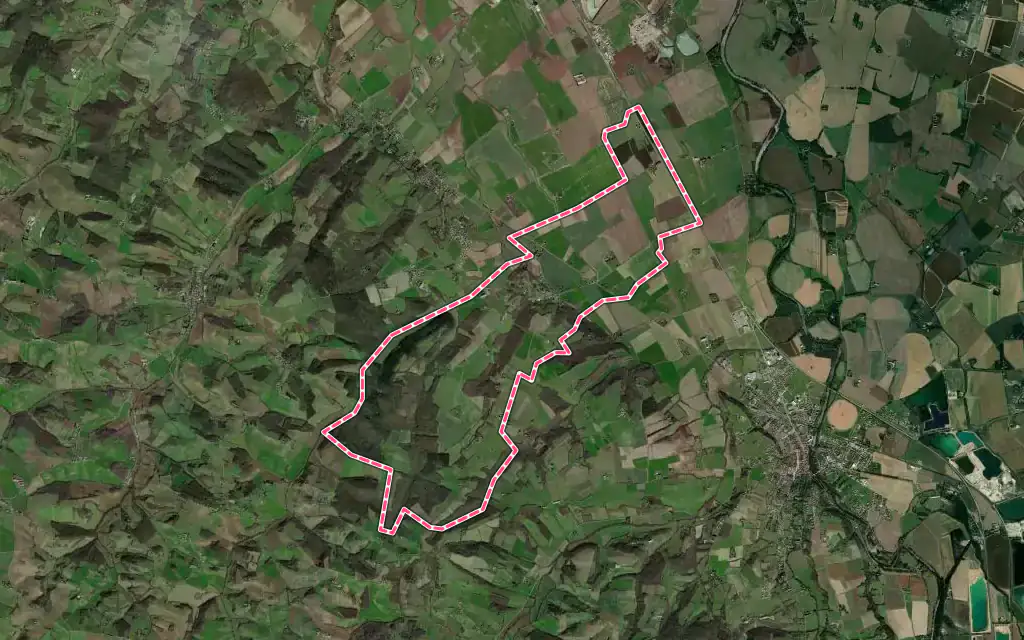 Vue satellite de Canté avec ses contours administratifs