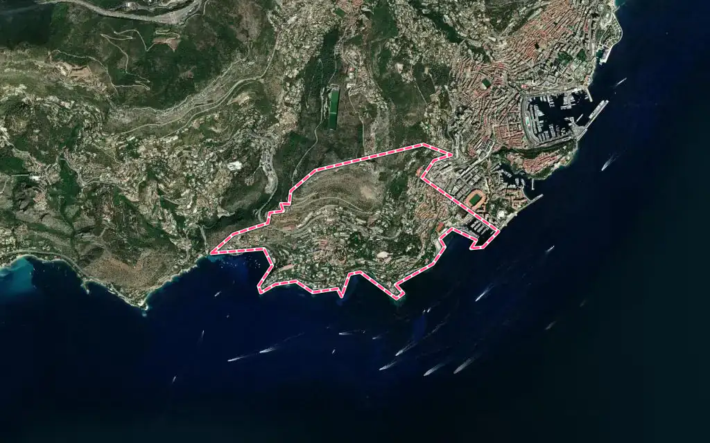 Vue satellite de Cap-d'Ail avec ses contours administratifs